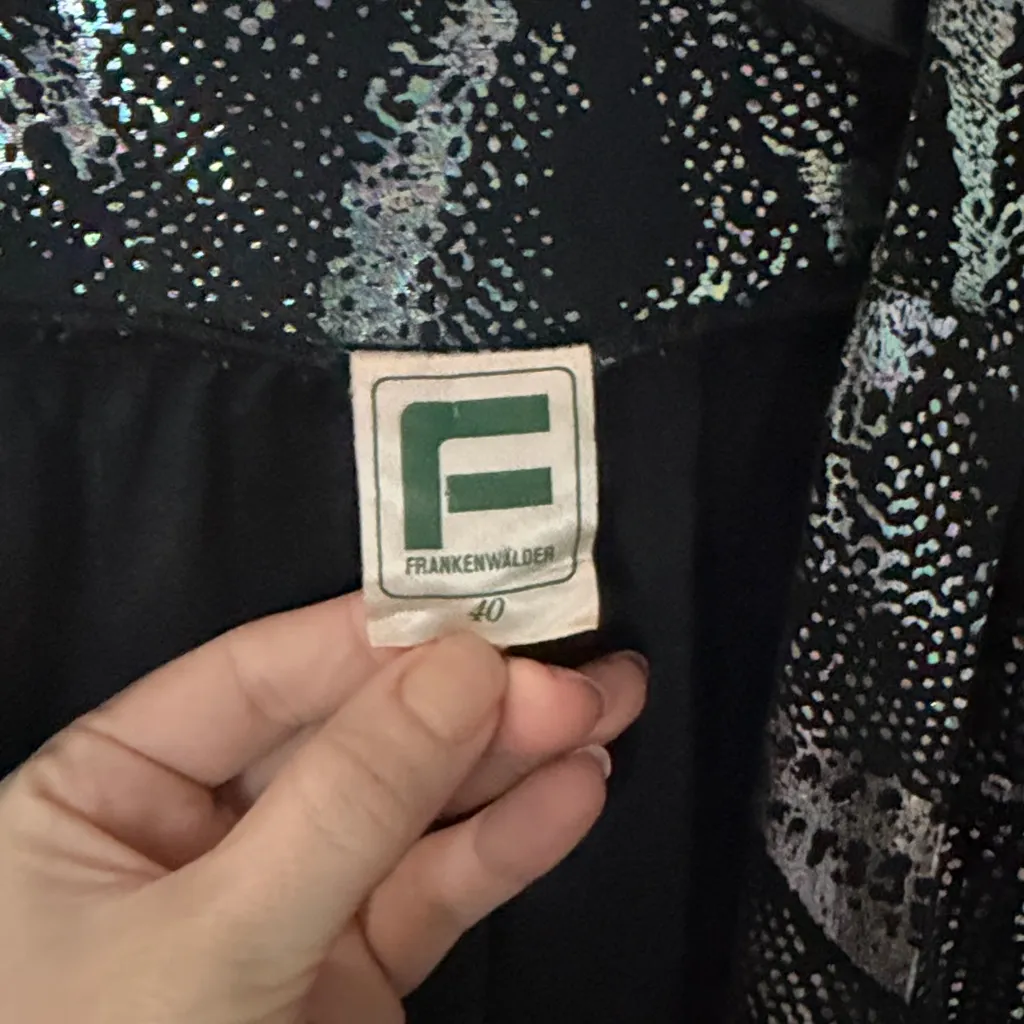 Vintage Black and Silver Patterned Jacket frankenwalder 40 - Image 2