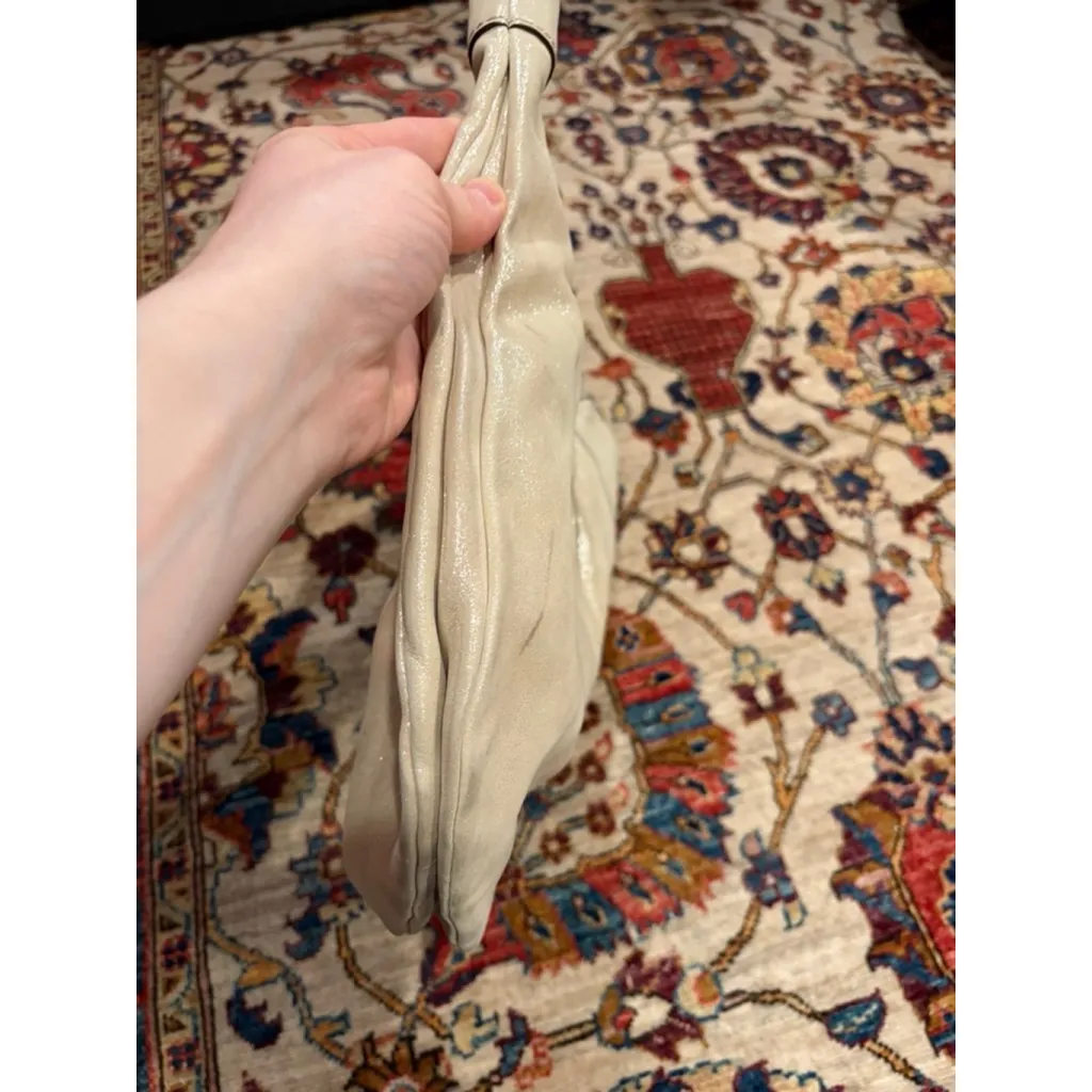 Coach Lexi Metallic Leather Shoulder Bag Champagne Silver Hobo Tote Women’s - Image 7