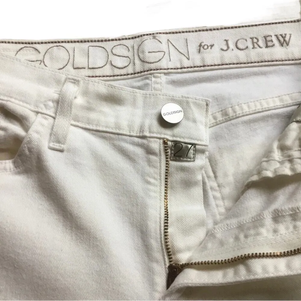 Goldsign by J Crew Straight Leg Ivory Cream Denim Jeans Size 28 - Image 3