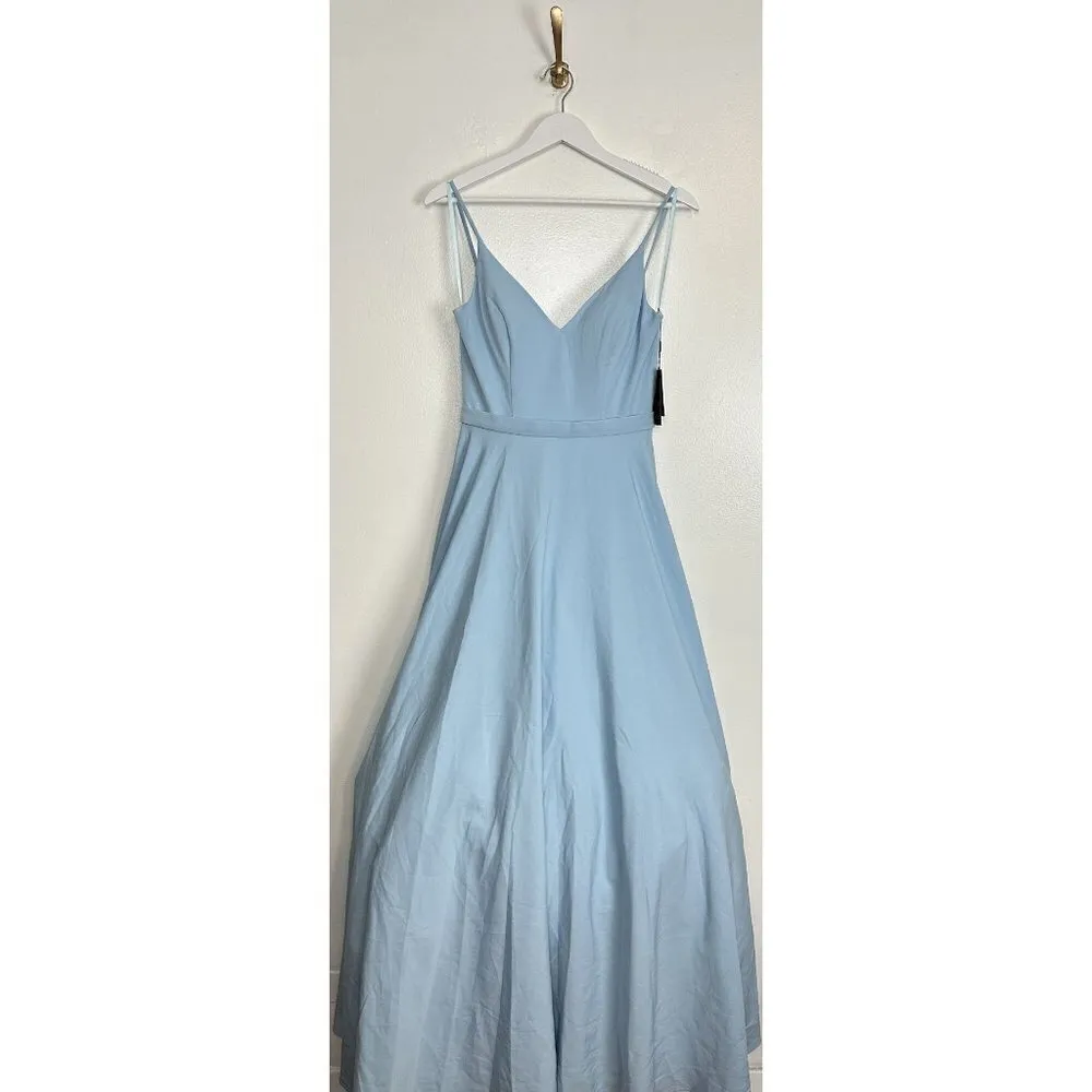 MAC DUGGAL V-Neck Crepe Ballgown in Powder Blue Size US 4 NWT - Image 3