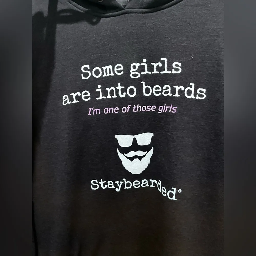 Stay Bearded Hoodie for Women Sz L Oversized NWOT Black/Pink Black Size L - Image 2