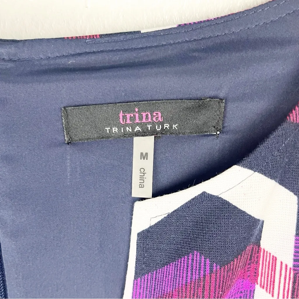 trina TRINA TURK Pali Bell Sleeves Hidden Back Zipper Hexagon Dress, Size Medium - Image 3
