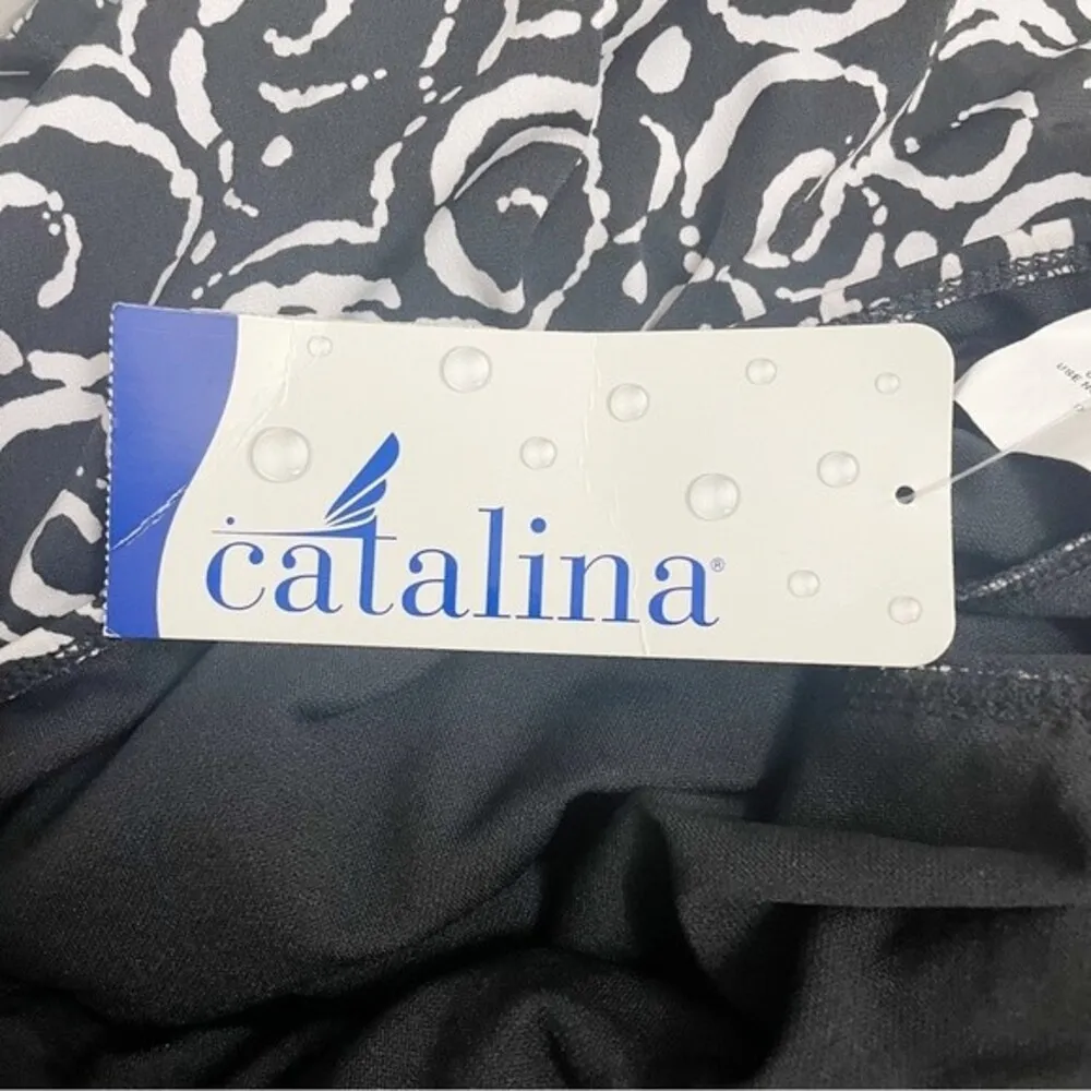 NWT Catalina Retro Ruched Swim Dress Black & White Swirls Women’s Size 8 Modest - Image 6