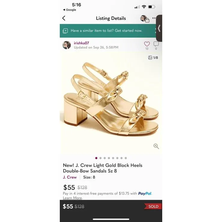 J.Crew Metallic Gold Block Heel Sandals with Knotted Detail - Image 7