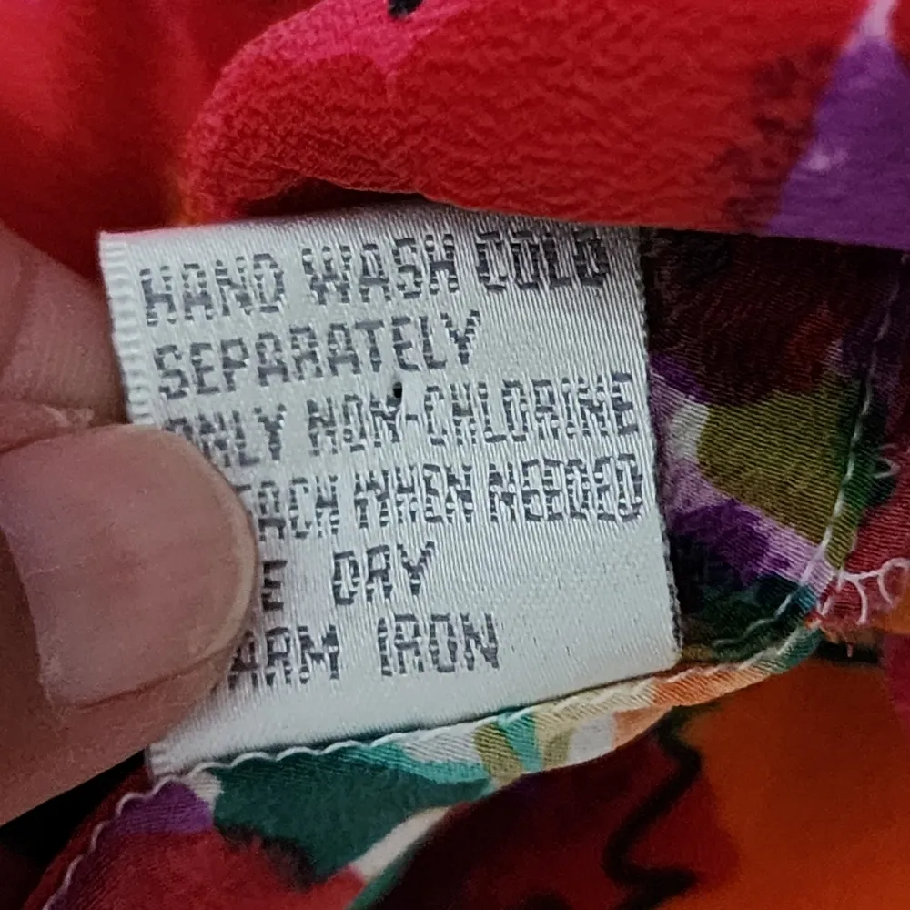 Vintage Sellecca 90s Multicolored Floral Silk Button Down Size 12 - Image 10