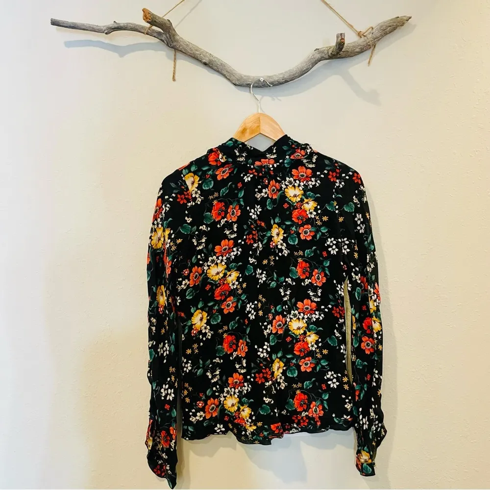 Derek Lam Silk Floral Mock Neck Blouse - Image 4