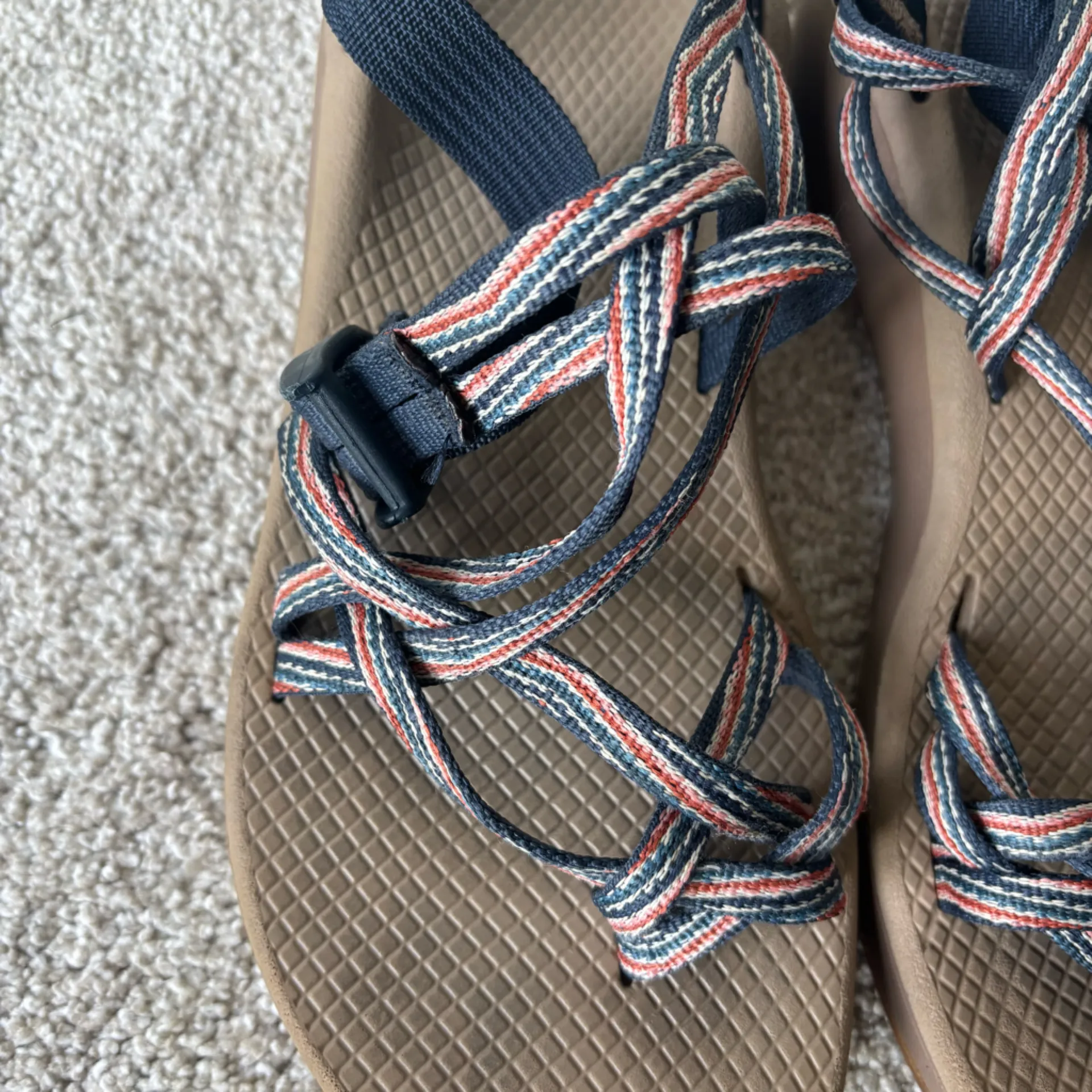Chacos Chaco ZCloud X2 Double Strap Toe Loop Multicolor Sport Sandals Tan Blue Water - Image 3