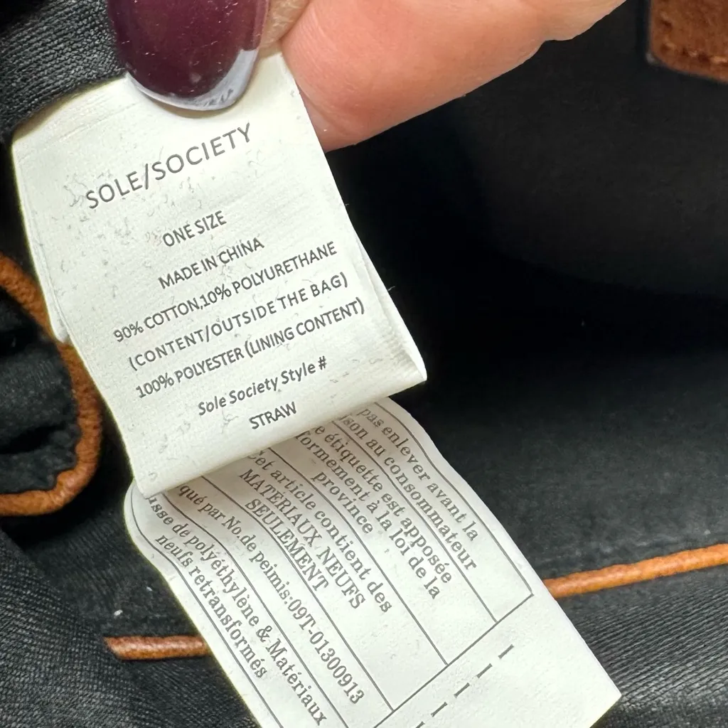 Sole Society Striped Convertible Straw Tote Crossbody New - Image 6