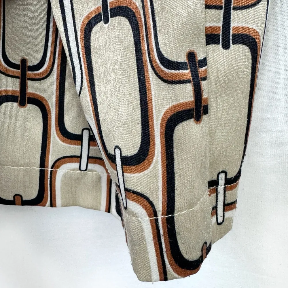 ALEXIS Tan Chain Link Print Lionel Belted Satin Pants with Tie Size Small - Image 8