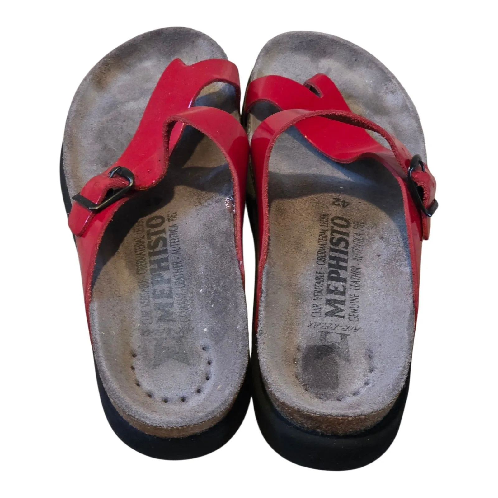 Mephisto Leather Woman’s Red Sandals Strappy France Size 42 Travel Beach Slip - Image 5