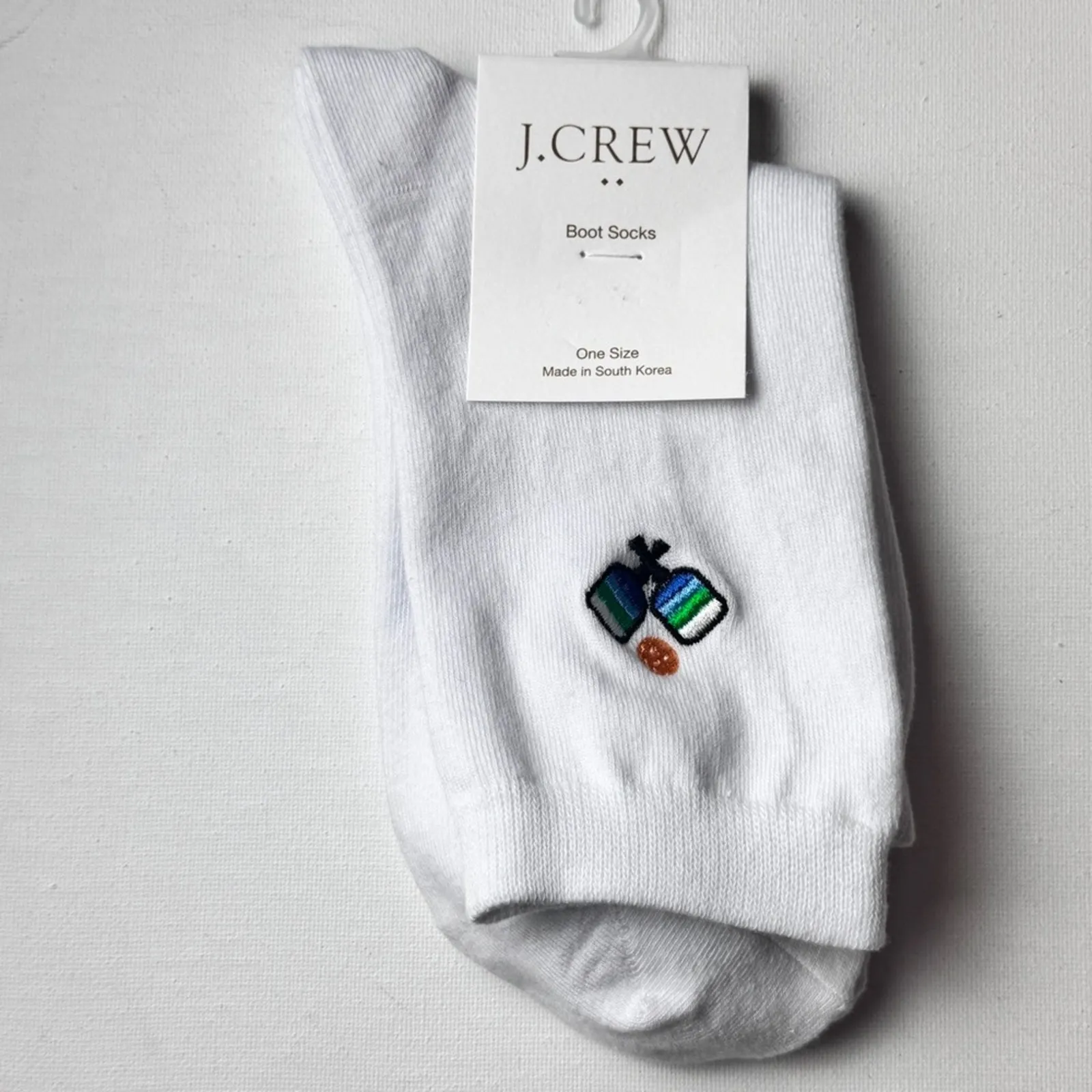 J.Crew Women's Pickleball White Graphic Crew Style Socks    NWT - Image 6