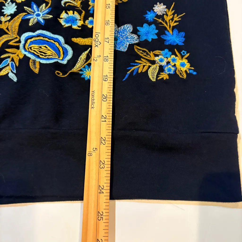 DREW Black Sweatshirt with Blue and Gold Floral Embroidery - Image 6