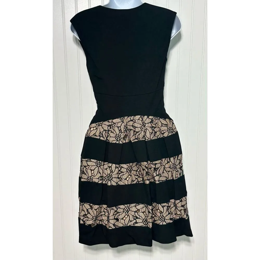 Anthropologie Eva Franco Laced‎ Strata Fit and Flare Pleated Dress Black Cream 2 - Image 8