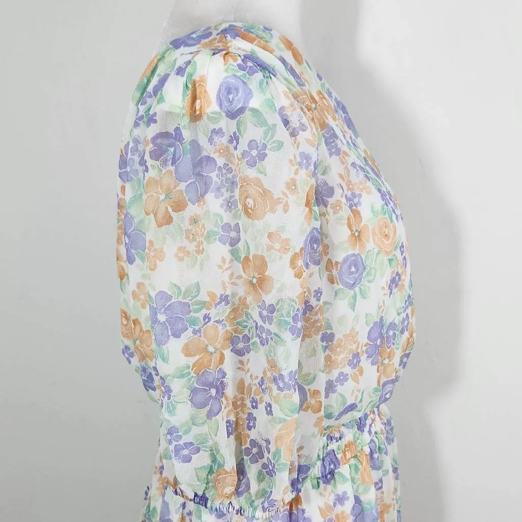 Wayf One Shoulder Floral Chiffon Mini Dress NWT Size Medium Wedding Guest Dress - Image 6