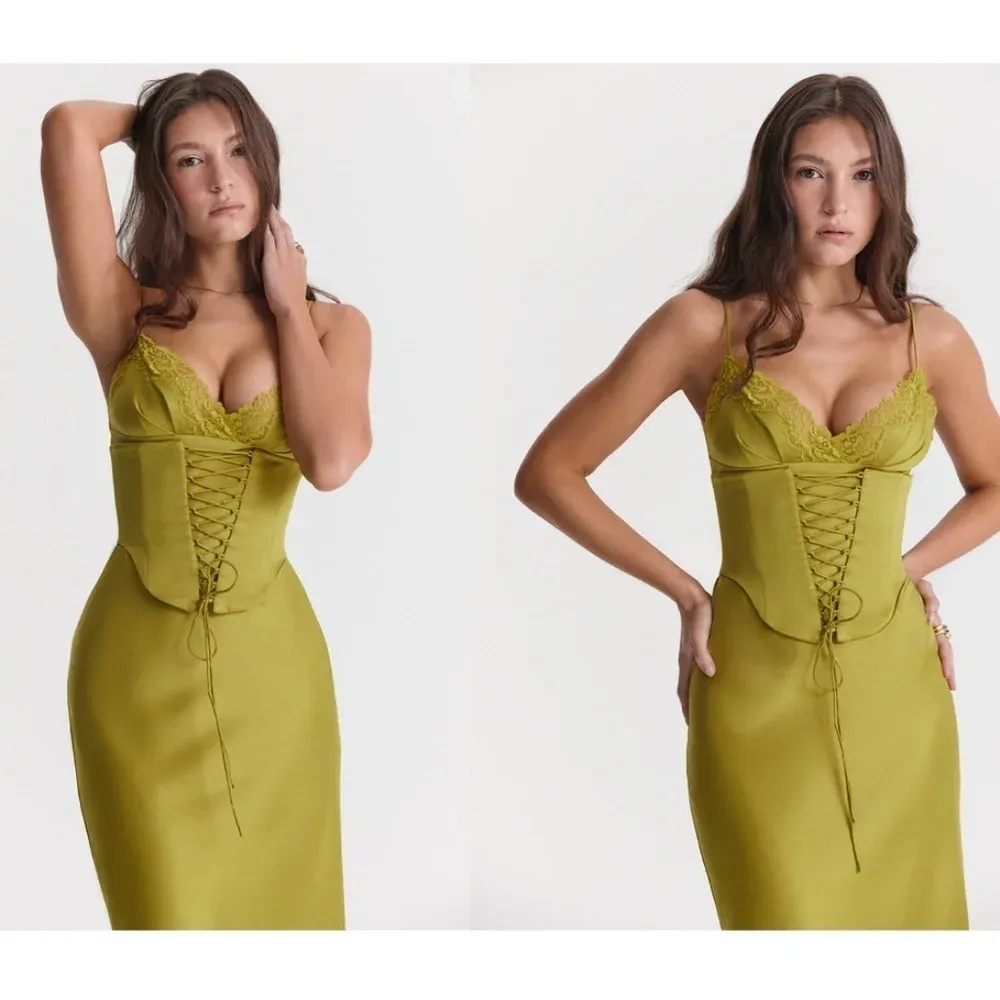 HOUSE OF CB 'Salma' Chartreuse Satin‎ Slip Dress green /Size XS NWOT - Image 5
