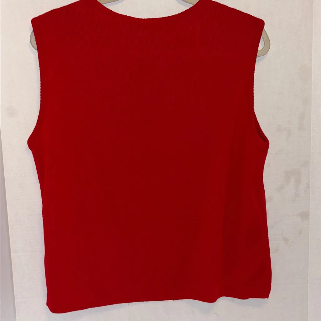 WHITE STAG RED SWEATER VEST WITH A FLAG HEART DESIGN 100% ACRYLIC SIZE LARGE - Image 6