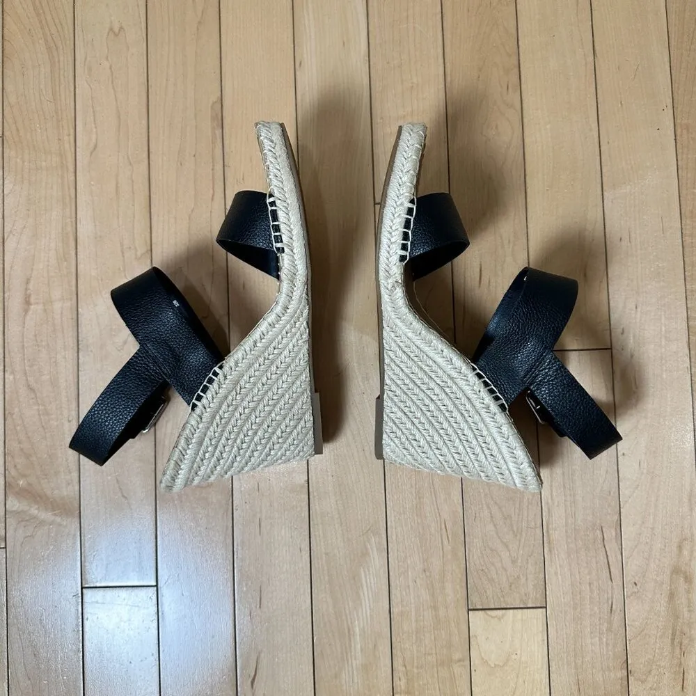 NWOT Steve Madden Women's Uri Wedge Sandal Black Pebbled Leather Size 10 - Image 5