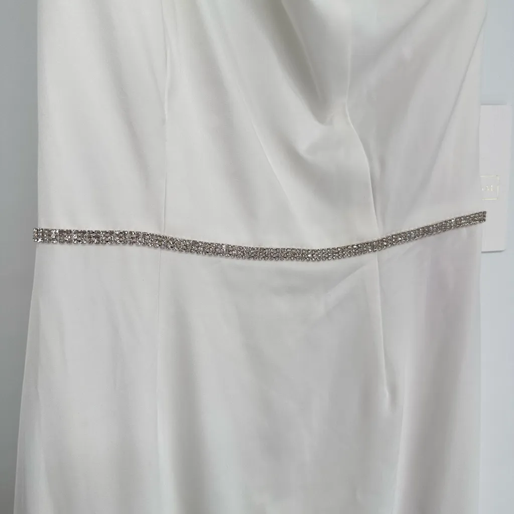 Mac Duggal White Jersey Column Gown size 2 Crystal One Shoulder Strap - Image 5