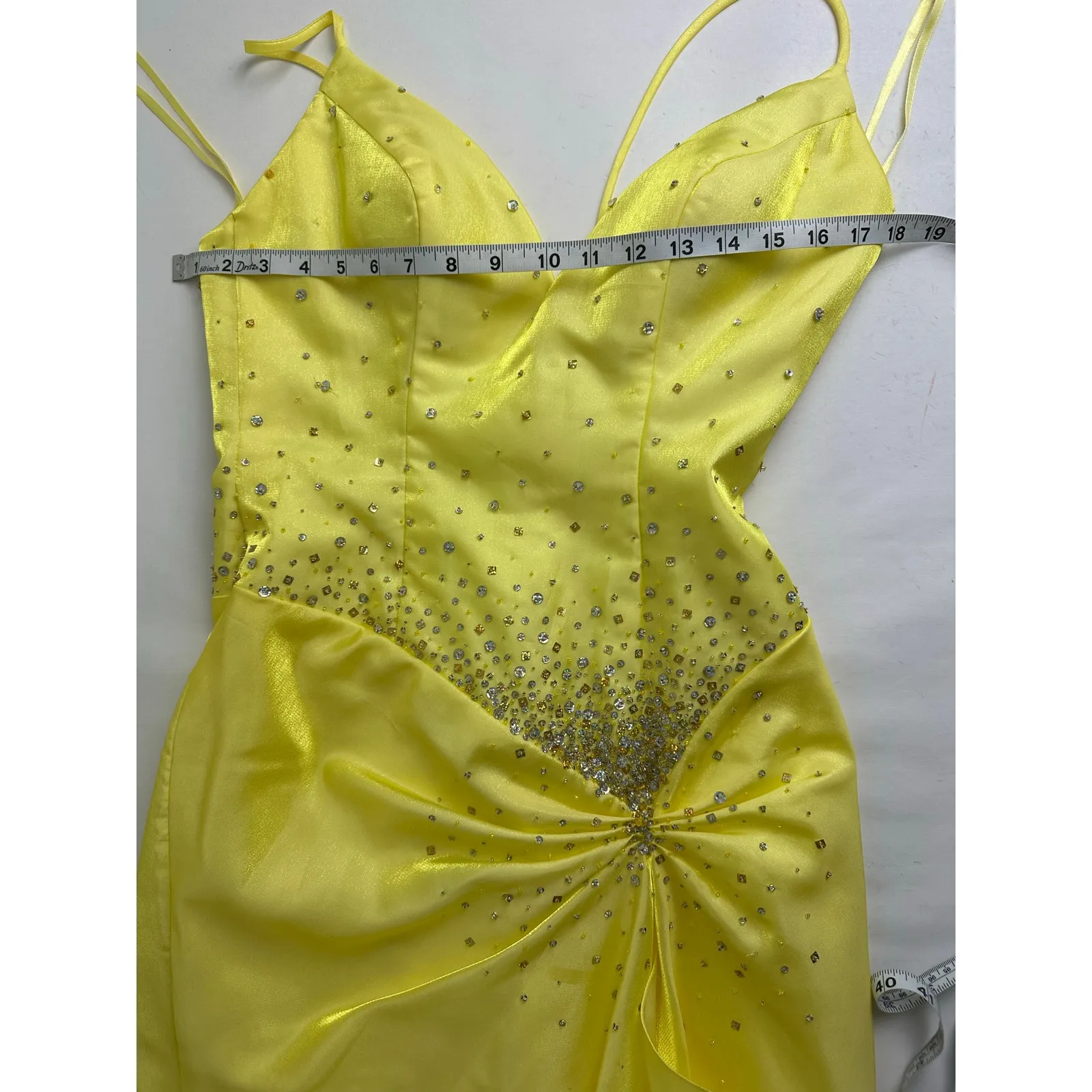 Vintage Y2K NIght Moves Size 8 Canary Yellow Prom Dress Formal Gown 2000s - Image 14