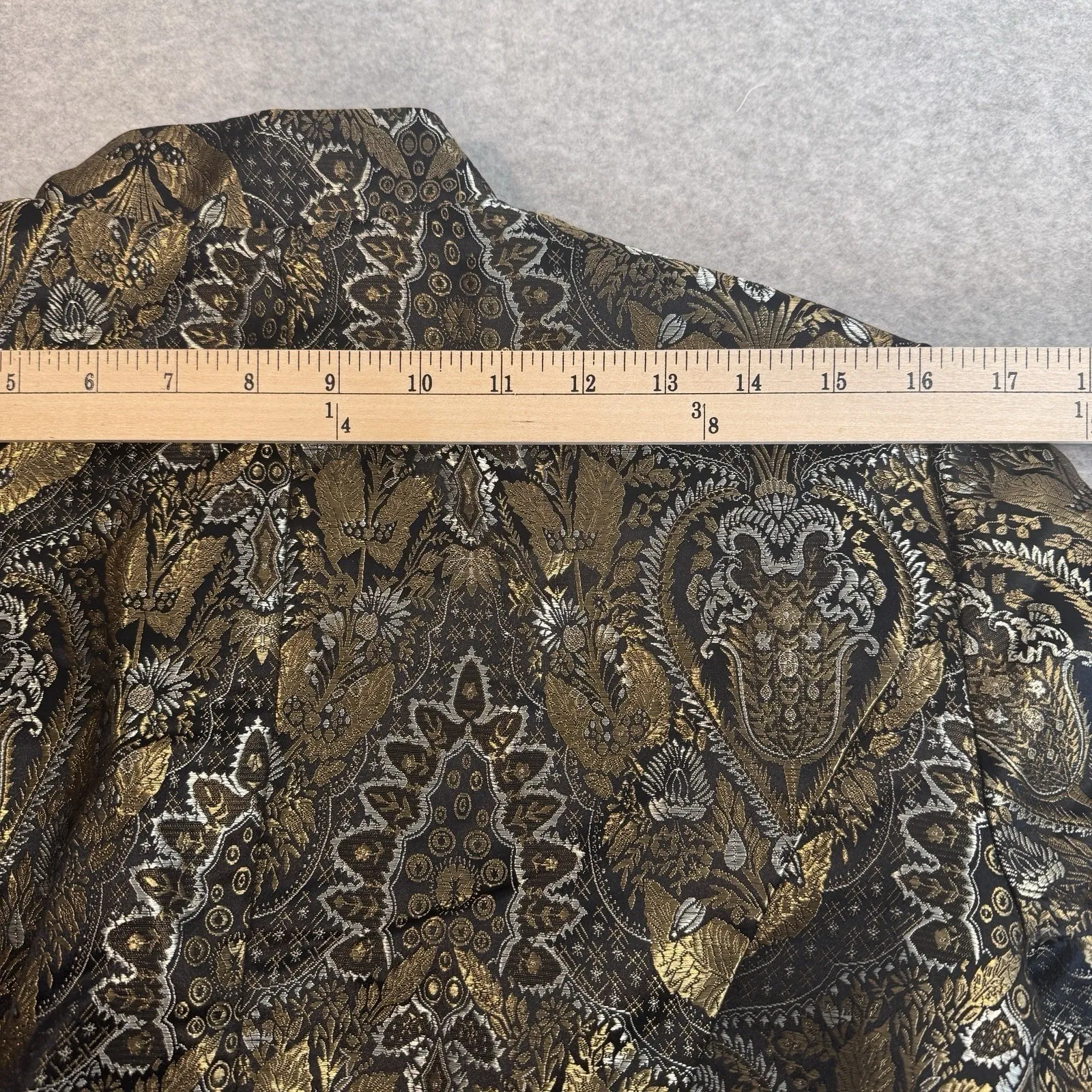 Vintage Dressbarn Asian Inspired Jacket Small Gold Black Forest Fairy - Image 14