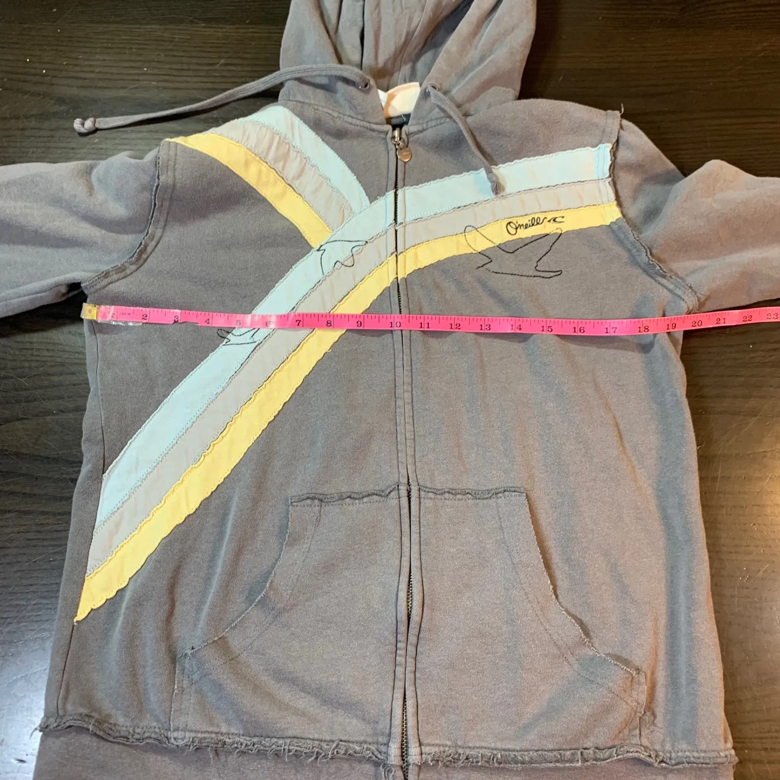 O'Neill Surf Zip Up Hoodie Womens XL Gray Sun Graphic Embroidered Coastal‎ - Image 9