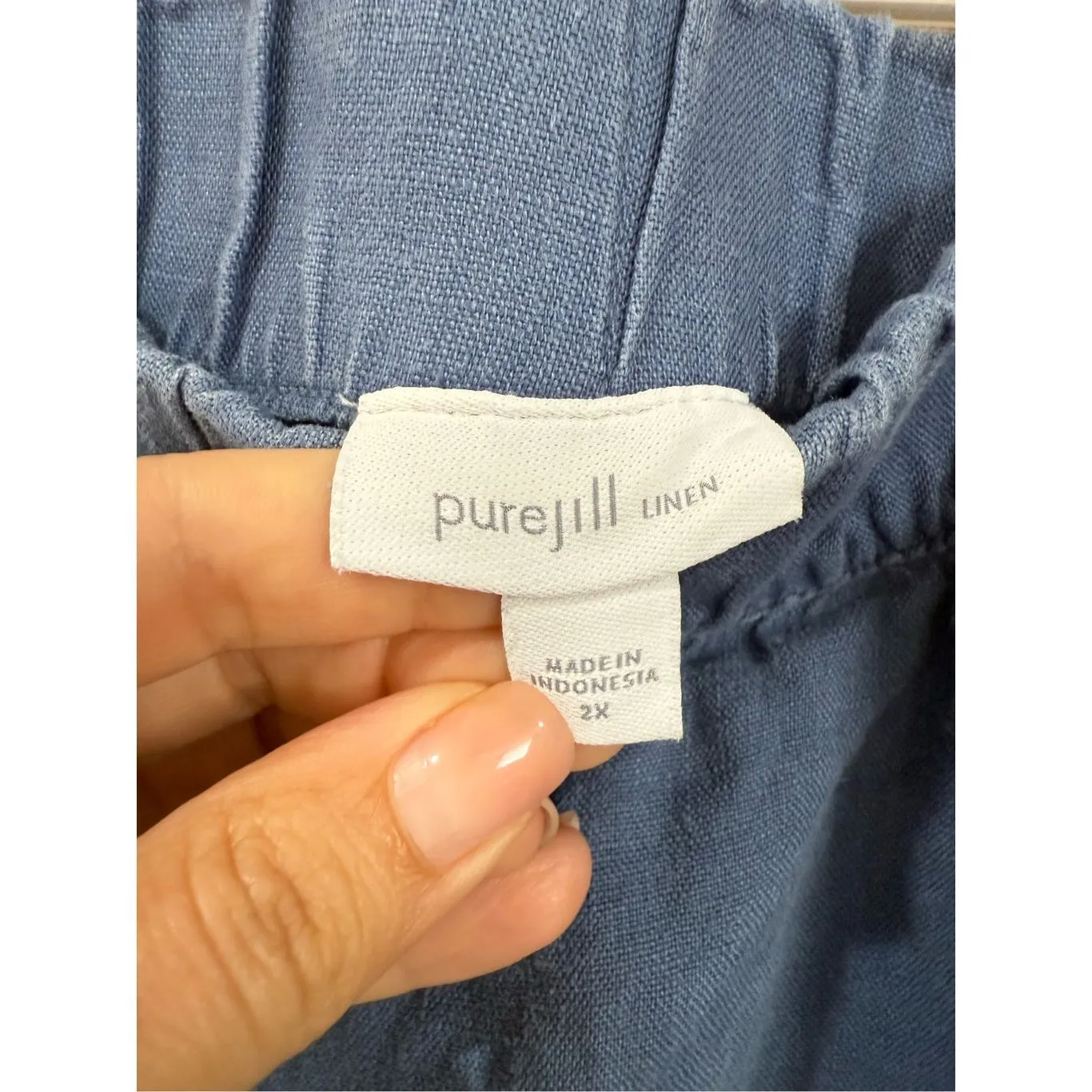 J. Jill Womens linen Pants pockets Size 2X Blue - Image 3