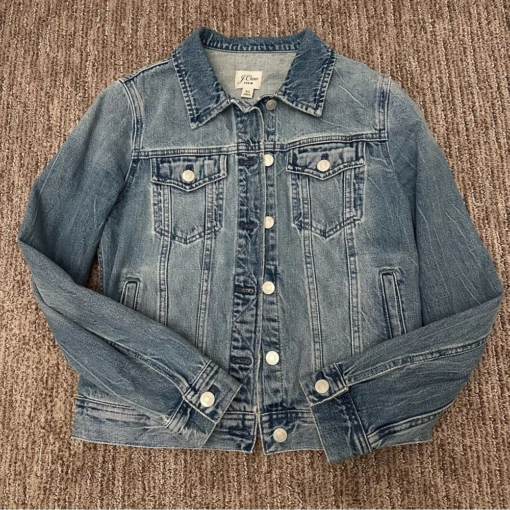 J. Crew Denim Blue Jean Jacket size XS - Image 2