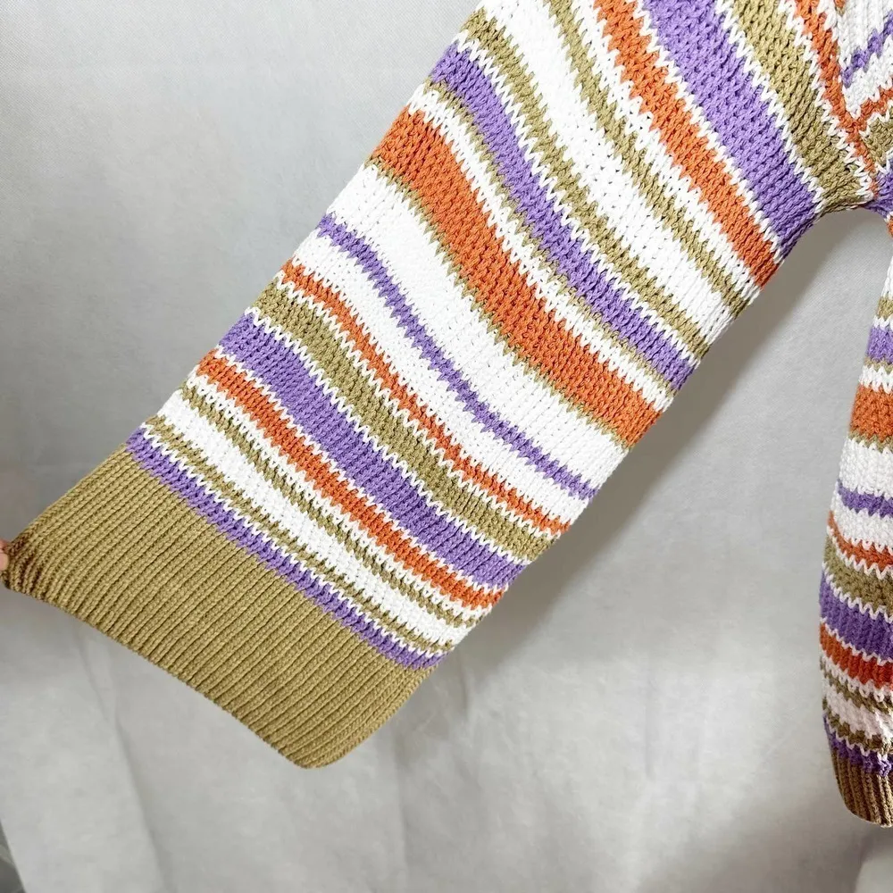 Rebecca Taylor Chevron Hooded Soft Cotton Knit Sweater Size XL - Image 5