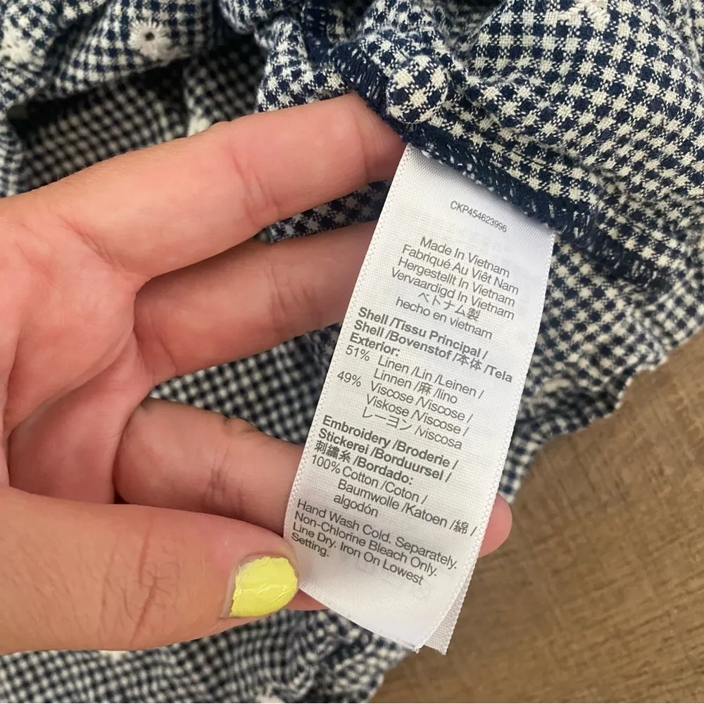 madewell embroidered gingham shirted puff-sleeve top - Image 5