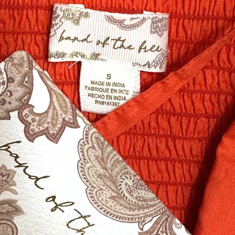 Band of the Free Tie Back Short Sleeve Entrada Top Orange S - Image 14