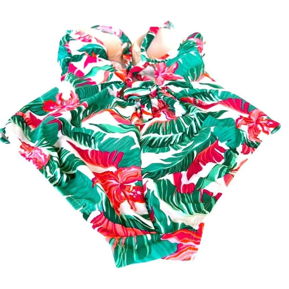 Kona Sol Swimsuit Large 12 14 Tropical Floral One Piece Tummy Control Cruise - Image 3