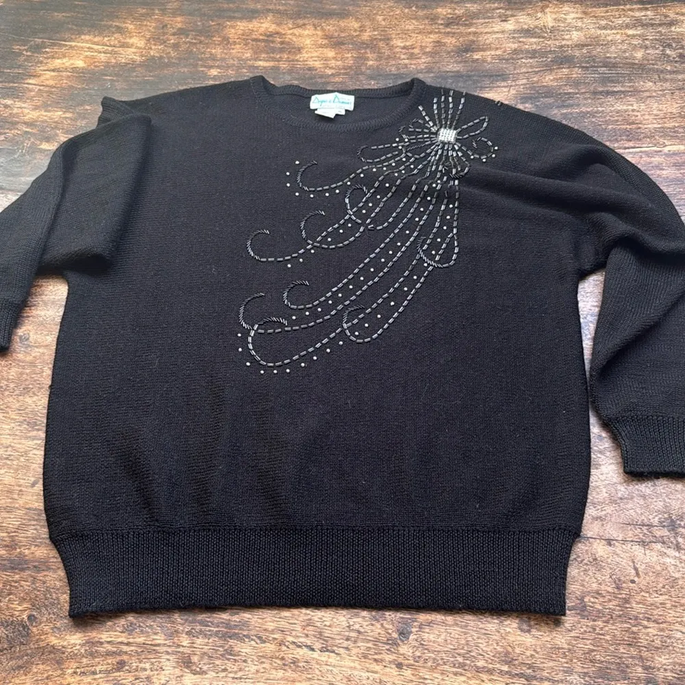 Draper's & Damon's pullover black beaded Sweater size extra Large long sleeve - Image 2