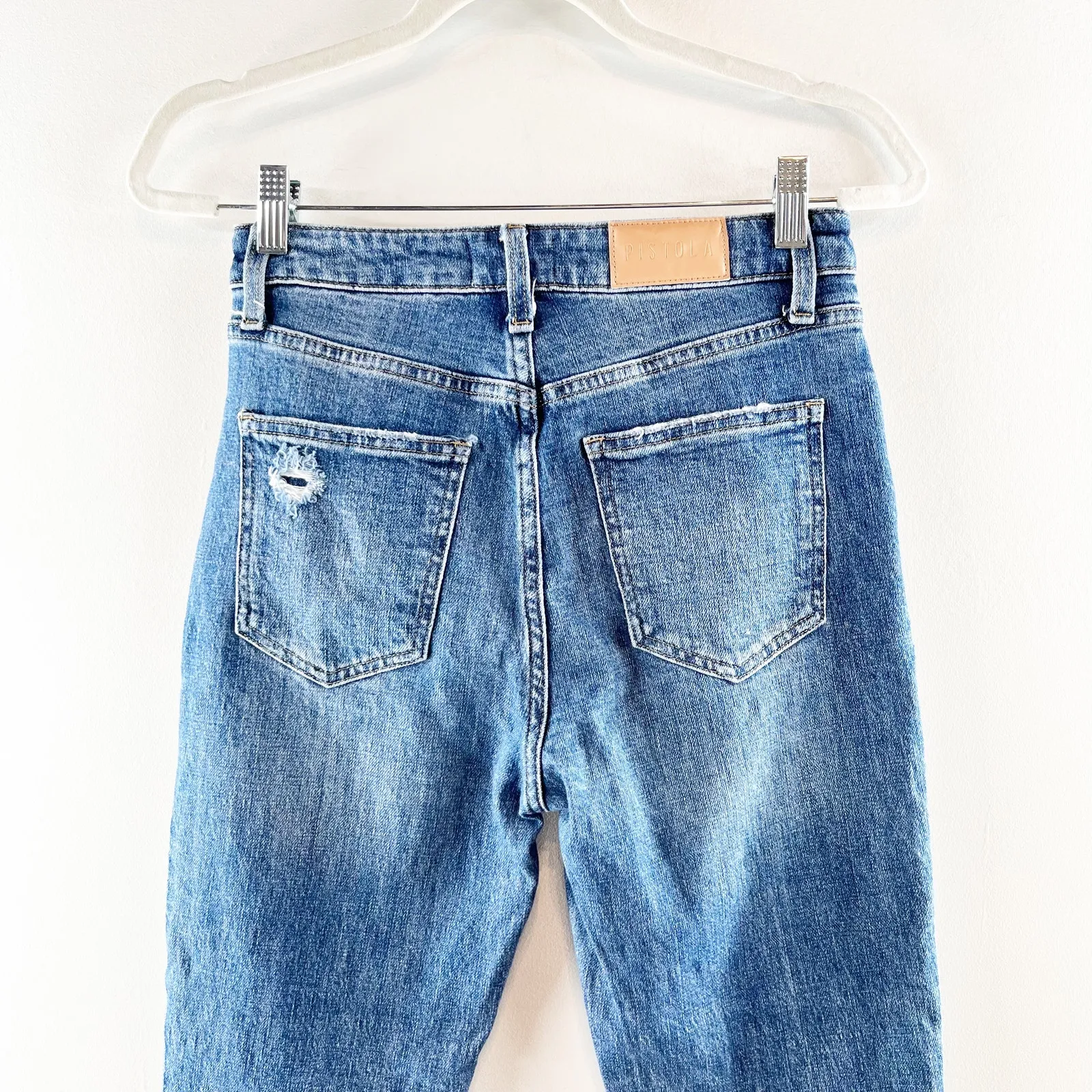 Pistola Lennon High-Waisted Distressed Denim Cropped Bootcut Jean Leyton Wash 25 - Image 10