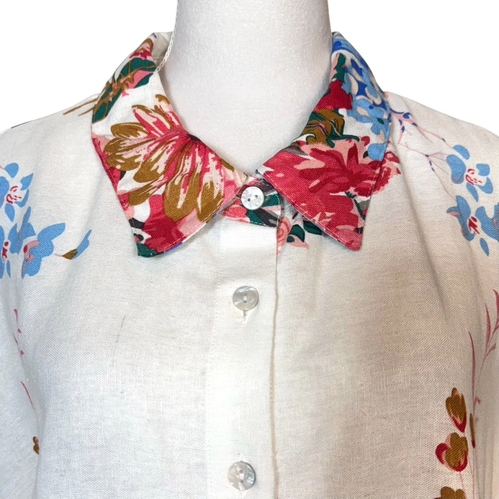 Cynthia Rowley Floral Button Up Tunic Blouse Size 3X Multicolor Boho Peasant NWT - Image 4