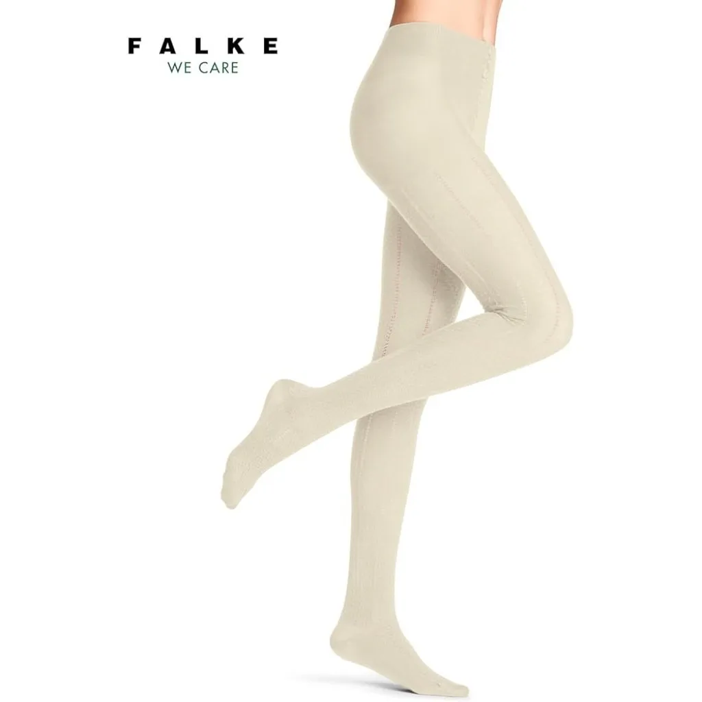 FALKE Needlepoint Tights in Off White Small Womens Knit Nylons Pantyhose - Image 4