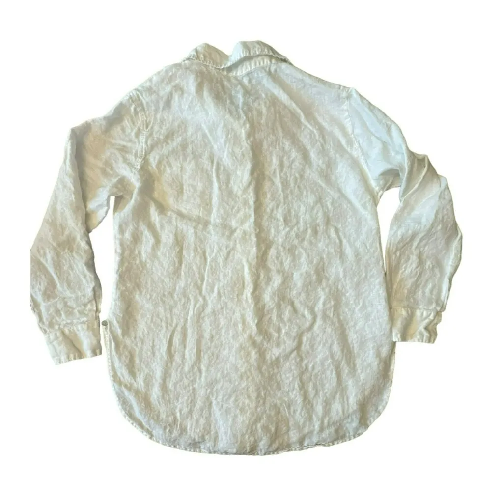 Cut Loose White Linen Shirt Size XL Long Sleeve Button Up Lagenlook Womens Top - Image 3