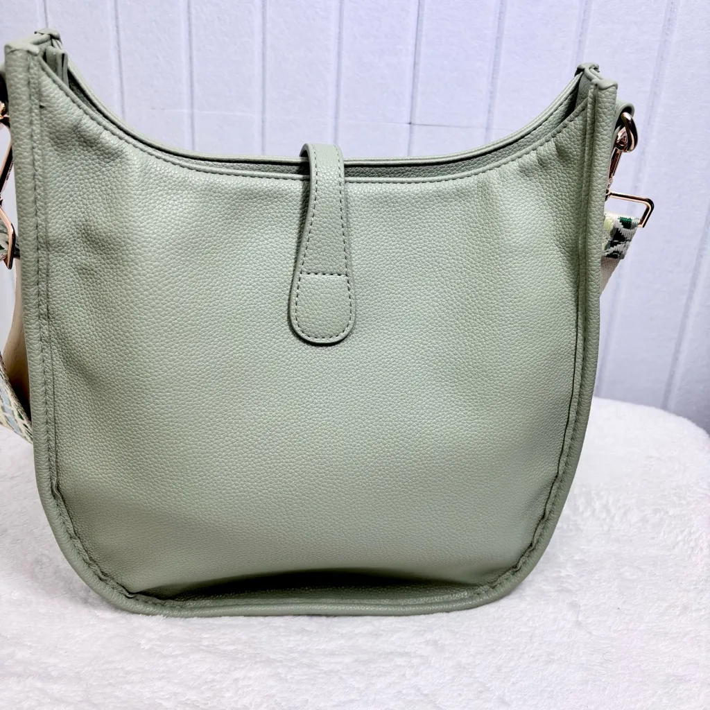 ah+dorned Vegan Leather‎ Messenger Bag with Adjustable Guitar Strap Green - Image 2