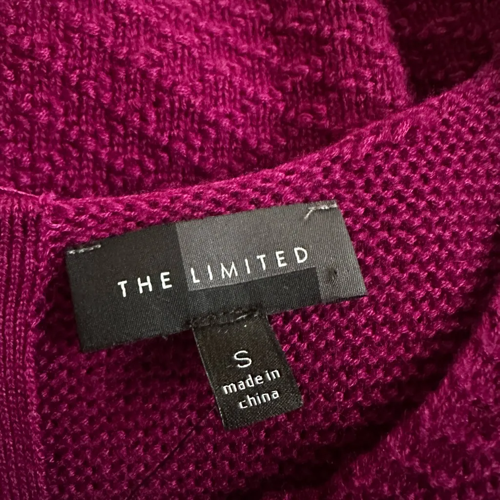 NEW The Limited Knit Midi Dress Boucle A Line Eggplant Fuchsia Fall Exposed Zip - Image 5