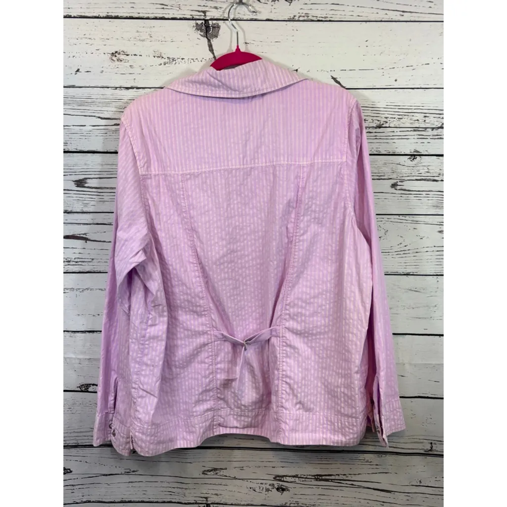 Women's Fresh Produce Purple & White Striped Utility Jacket XL - Image 5