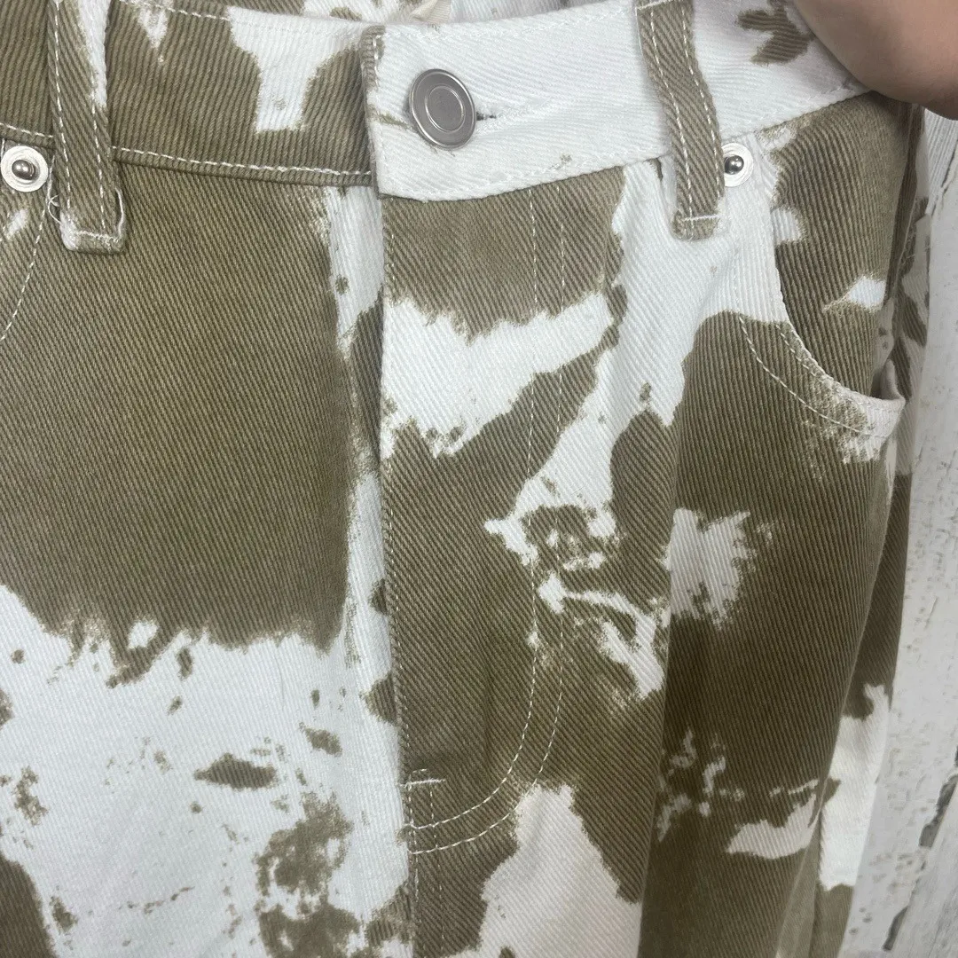 Et Clet High Rise Cow Print Wide Leg Jeans S Brown White Western Cowgirl Rodeo - Image 10