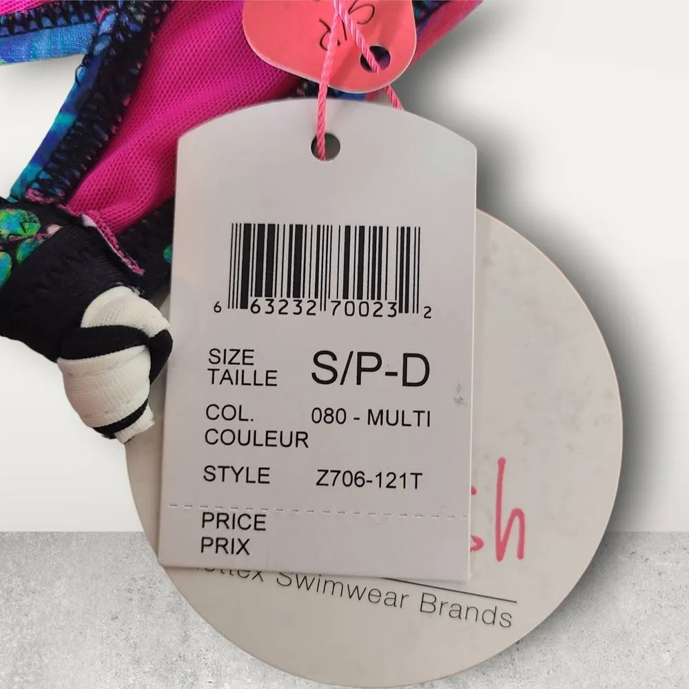 NWT Blush Profile Gottex Swimwear Multicolor Floral Ruffle Bikini Top Size Small Blue - Image 10