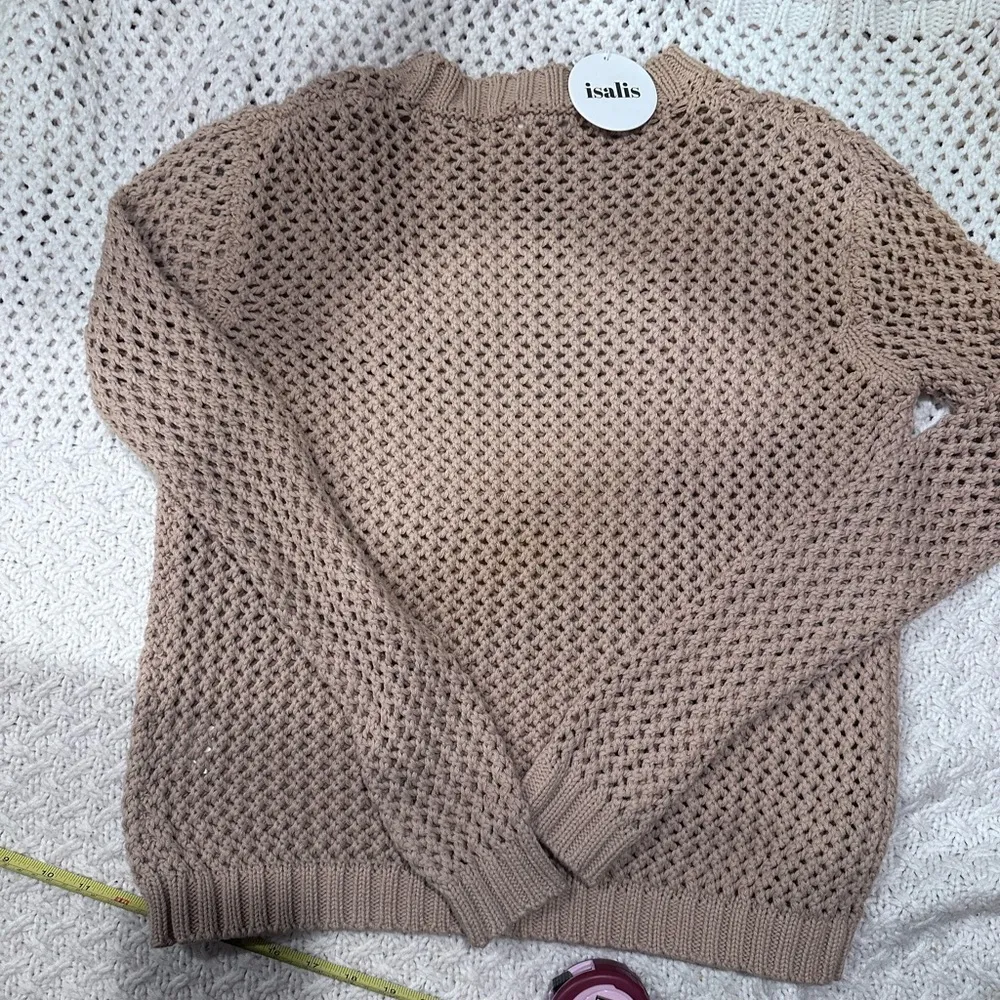 NEW ISALIS ELVIA CROCHET/SWEATER IN SAND TAN SMALL Women's - Image 8