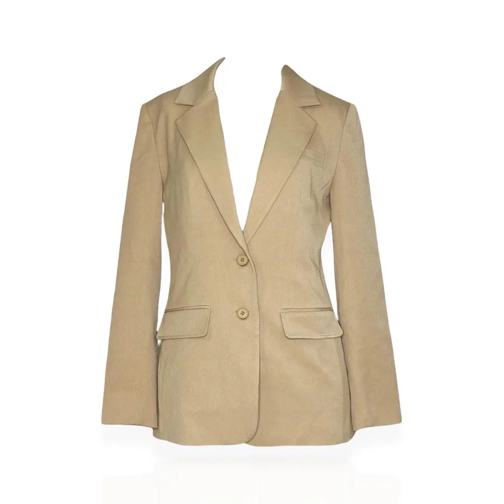 STAUD City Single-Breasted Blazer, Camel, XS - Image 5