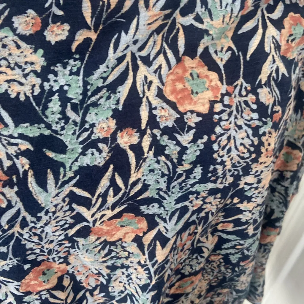 Lucky Brand Blue and Pink Floral 3/4 Sleeve Blouse - Image 3