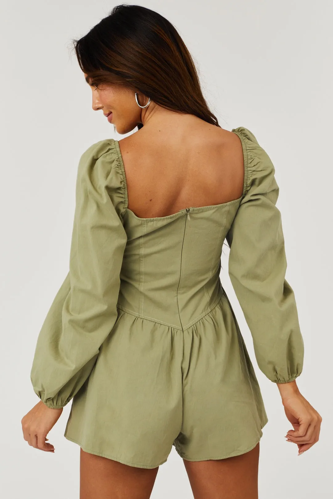 NWT Kindred Boutique Georgia Bustier Romper in Olive Green. Size Medium - Image 13