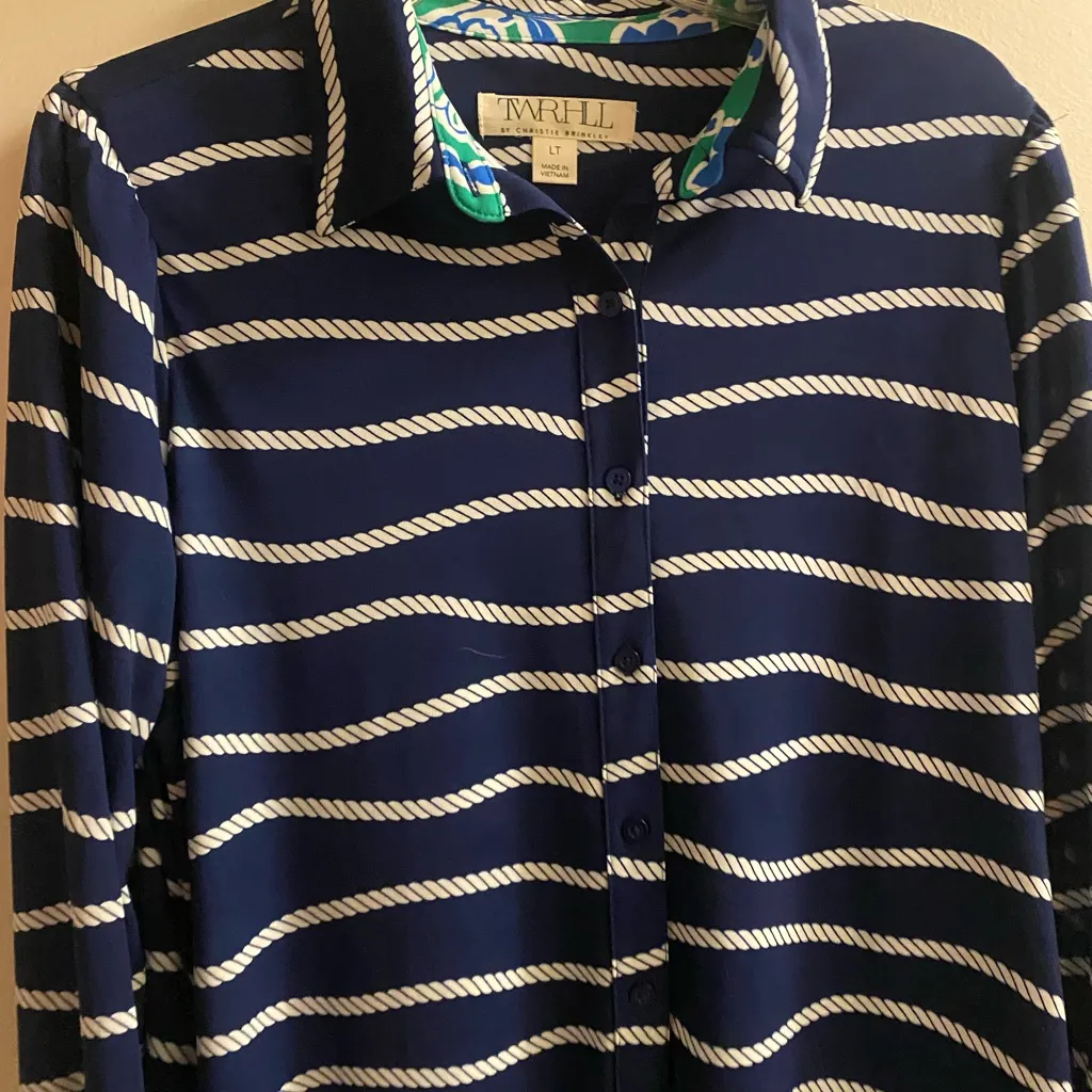 TWRHLL By Christie Brinkley Womens Navy Blue Maxi Dress 2XL White Rope Nautical Size 2X - Image 4