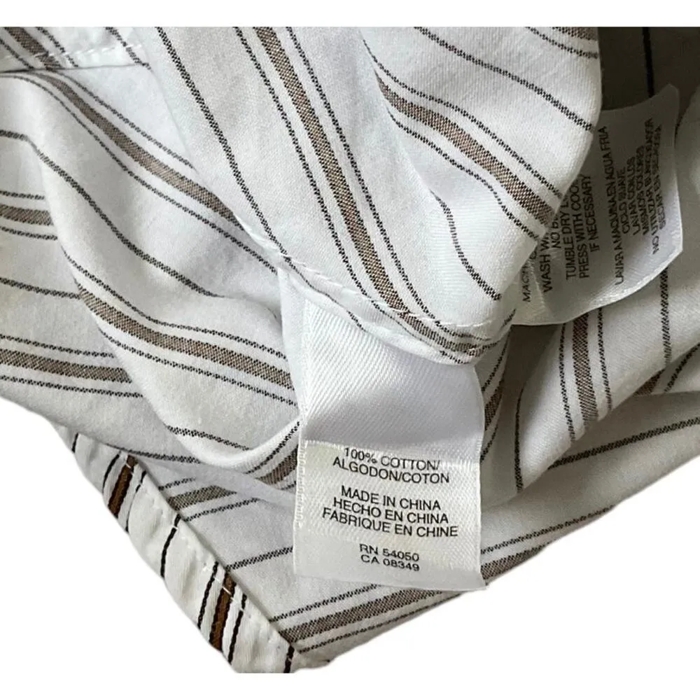 Jones New York White & Brown Button Front Top Women's Petite Size Large | 49-48 - Image 5