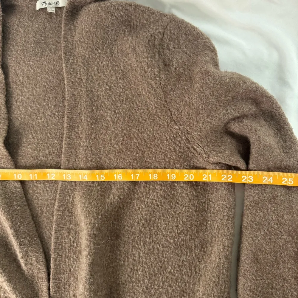 Madewell Cozy Walker Cardigan Size M Brown Wool Aplaca Long Line Pockets Casual - Image 5