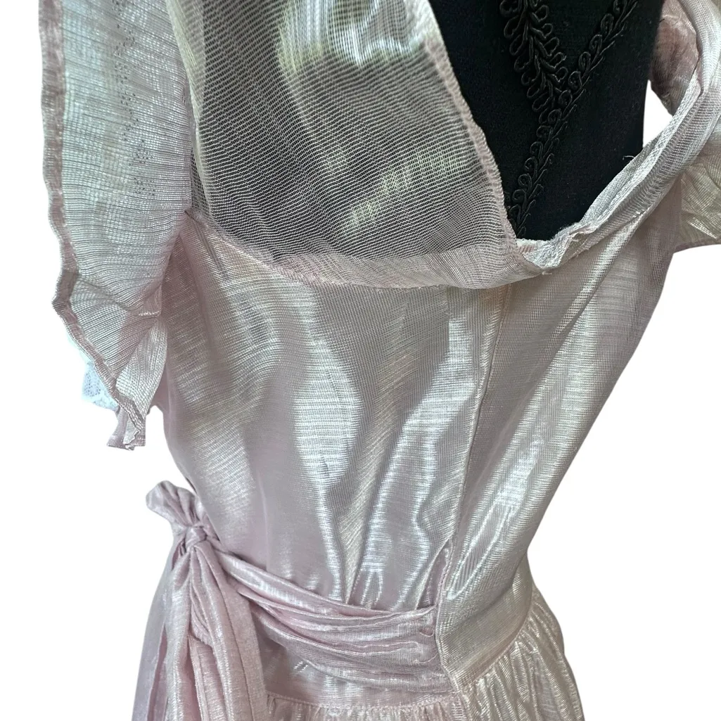 Gunne Sax Vintage 80's Bo Peep Pink Satin Southern Belle Prom Dress Size 11‎ - Image 7