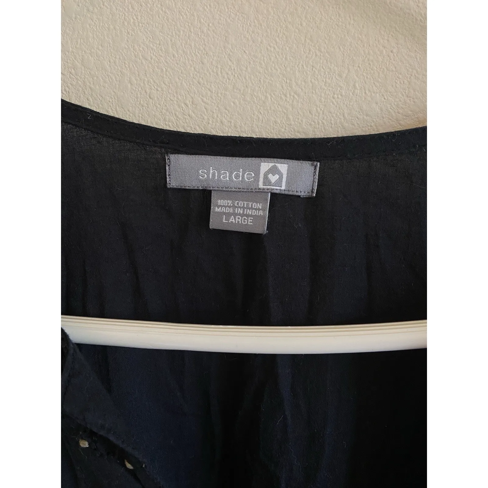 Shade Amour Black Embroidered Floral Vneck Tie‎ Front Cotton Dress Boho Large - Image 7